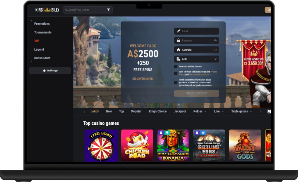 King Billy Casino Homepage